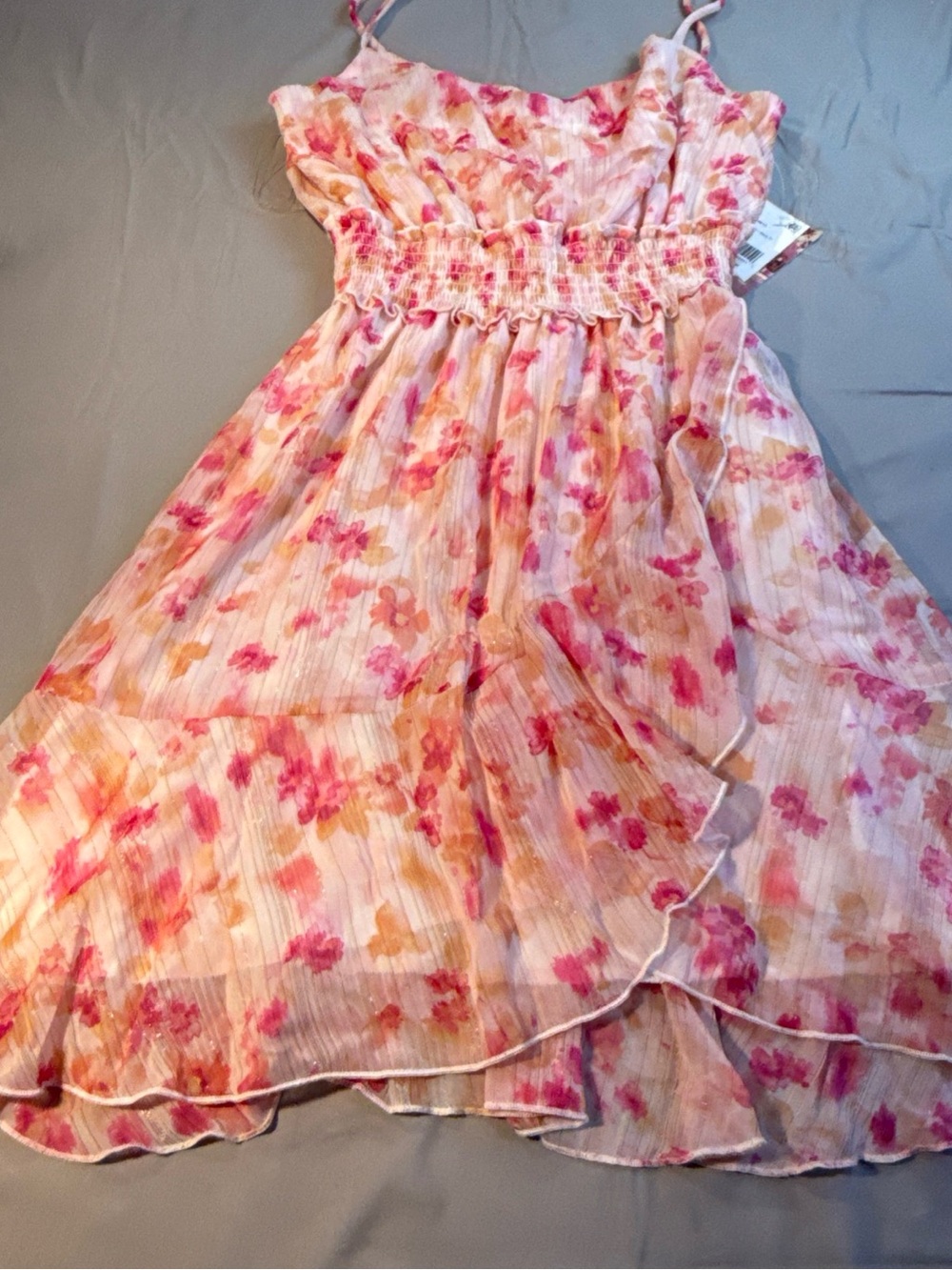 Emerald Sundae Pink & Peach Floral Midi Sundress